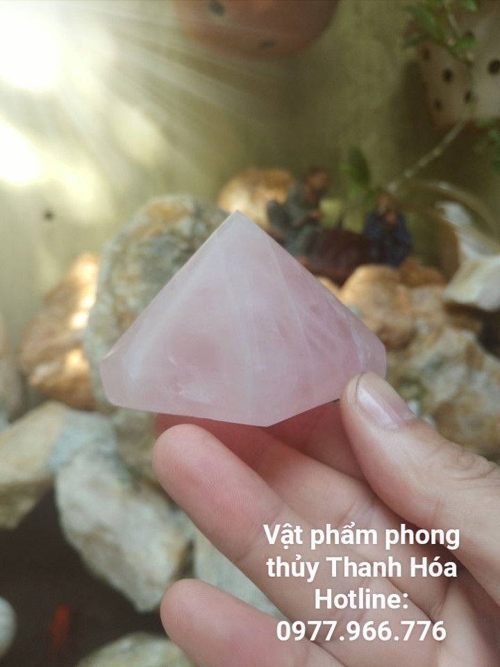 Đá Thanh Tẩy Kim Tự Tháp Rose Quartz Size 5 cm TAH68