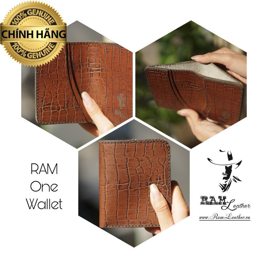 VÍ VUÔNG RAM ONE DA BÒ THẬT VÂN CÁ SẤU - CHÍNH HÃNG RAM LEATHER .