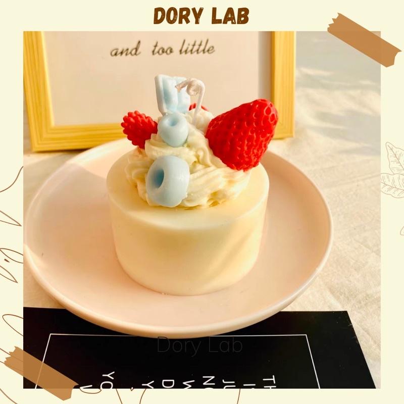 Nến Thơm Bánh Kem Phủ Kem Mix Topping Không Khói, Quà Tặng Sinh Nhật - Dory Lab