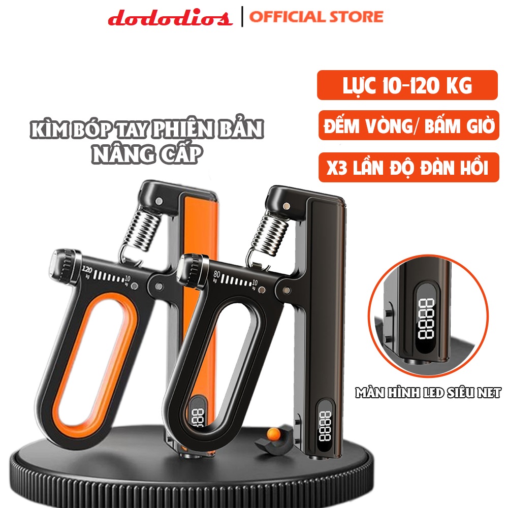 Màu CAM - Kìm Bóp Tay 120kg Super Cải Tiến Kháng Lực Có Đếm Số Đếm Giờ Điện Tử Dụng Cụ Tập Gym Tại Nhà Hàng Chính Hãng dododios