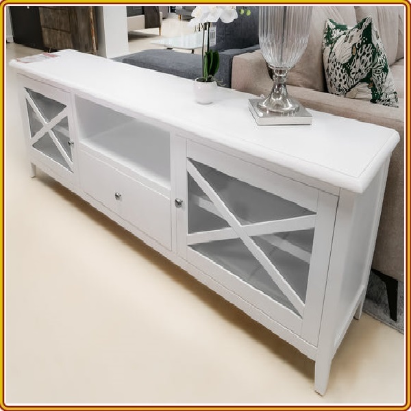 Kệ tivi cánh kính Tundo màu trắng 170 x 42 x 60 cm