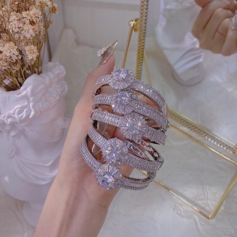 Set bộ Vòng tay và nhẫn nữ xi bạch kim siêu sáng siêu bền Kami