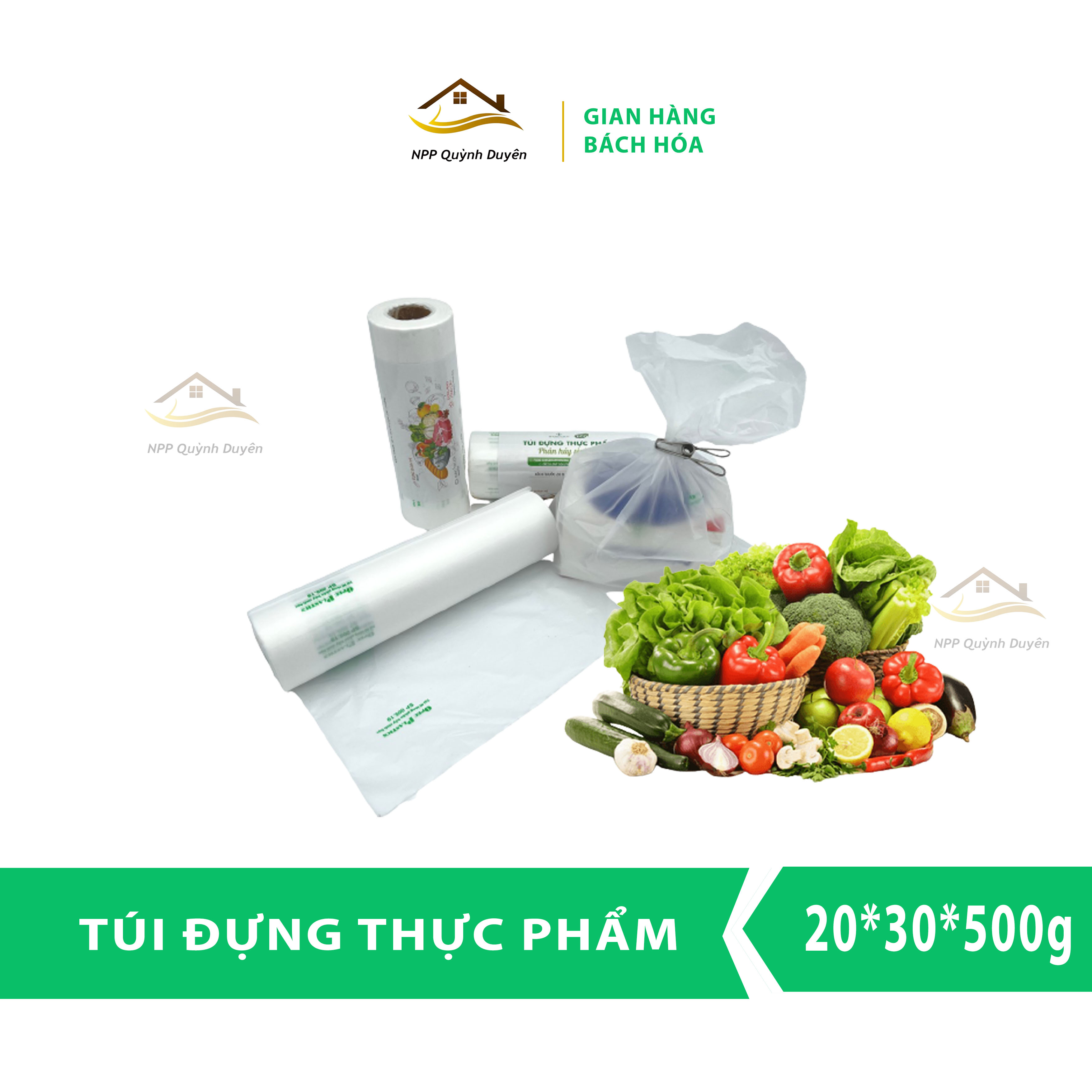 Túi đựng thực phẩm tự hủy sinh học không chất độc hại bảo quản đồ ăn chín trong tủ lạnh kích thước 20*30*500gram/cuộn