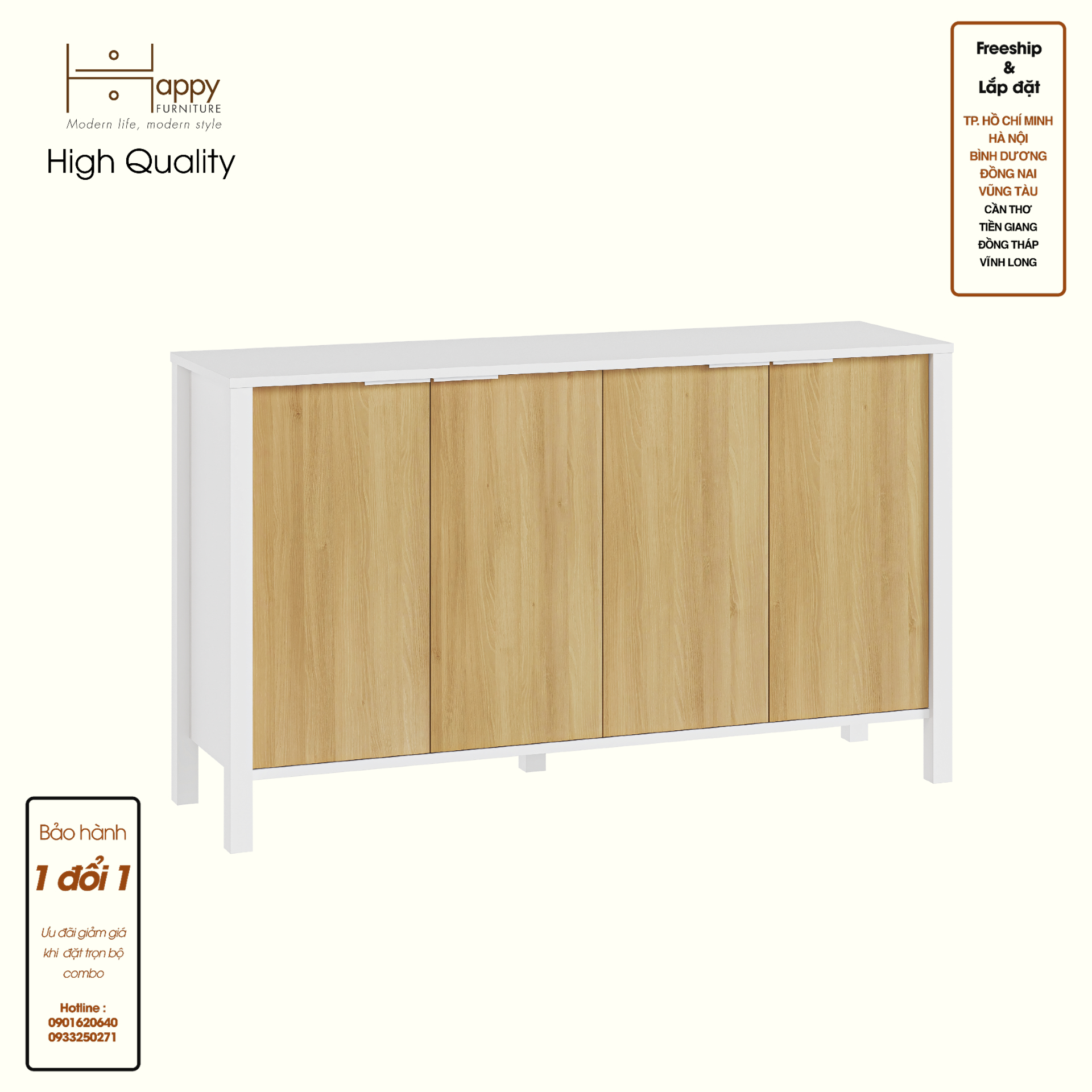 HAPPY FURNITURE , Kệ lưu trữ 3 tầng - MOKA, TLT_045 , 140cm x 40cm x 82cm DxRxC
