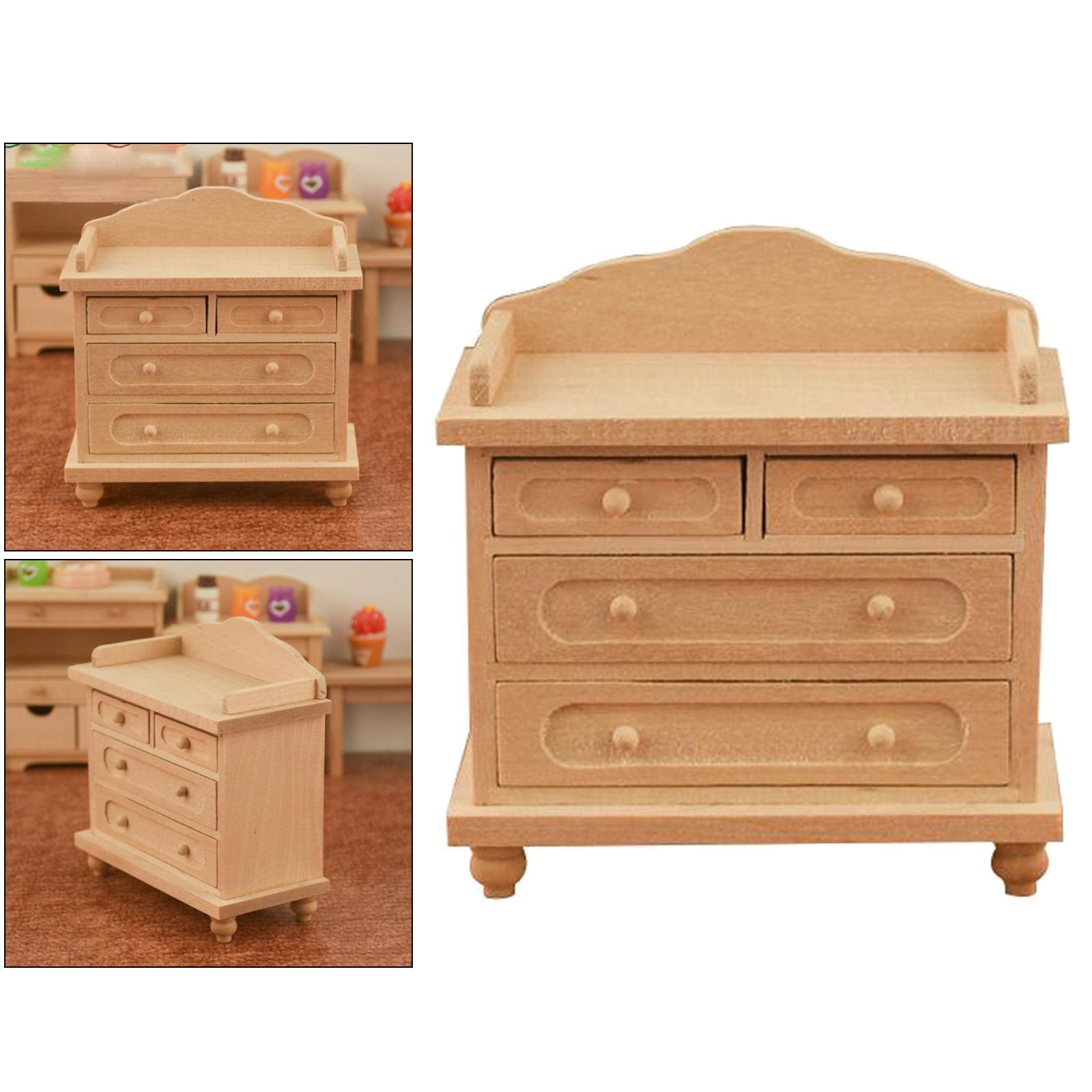 1/12 Dolls House Modern Handmade Wood Nightstand Cabinet Furniture Accessory