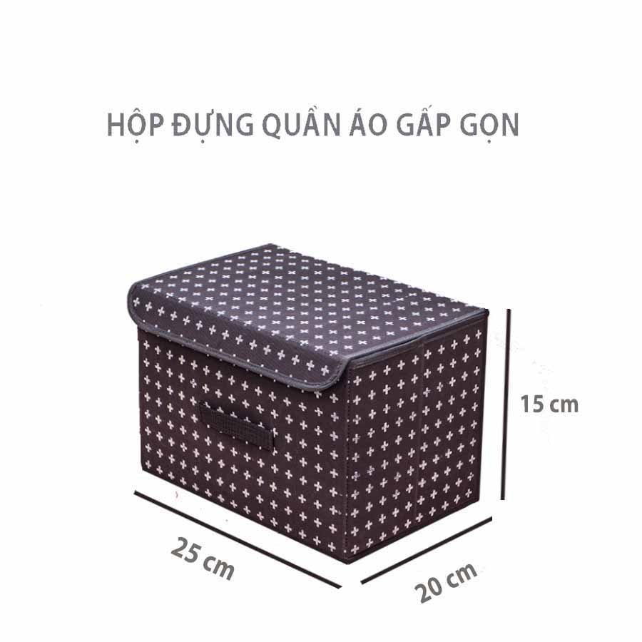 Combo Hộp Đựng Quần Áo Gấp Gọn Có Nắp Morning House Kem In - From vải cứng cáp, gấp gọn rất tiện, phù hợp để quần áo, vật dụng cá nhân