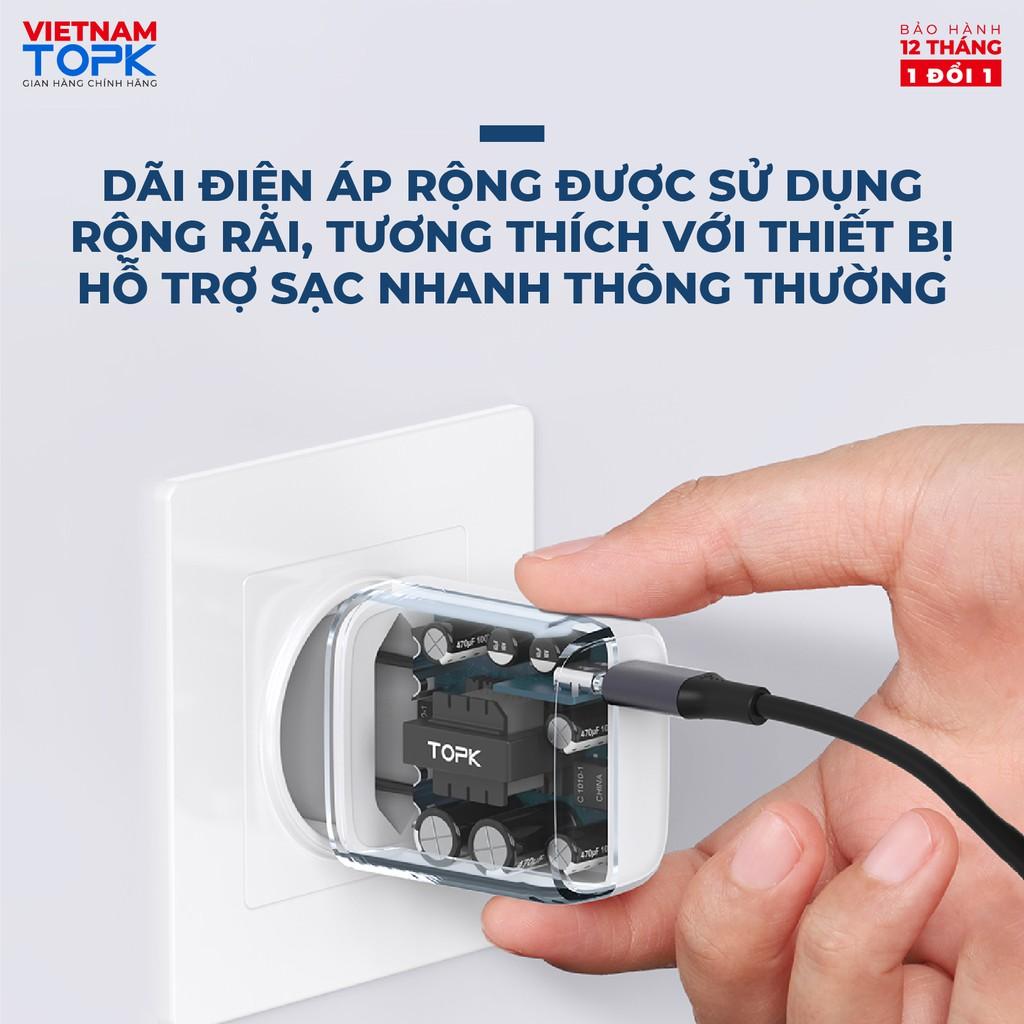 Củ sạc nhanh TOPK B110P PD Công suất 20W Cổng Type C - Hàng chính hãng