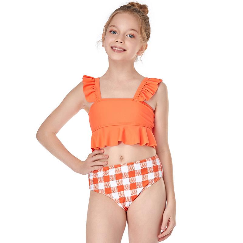 2-12 Năm Cô Gái Đồ Bơi Trẻ Em Xù 2 Bộ Đồ Bơi Trẻ Em Cao Cấp Bơi Bikini Bộ Bé Gái Tắm phù Hợp Với 2021