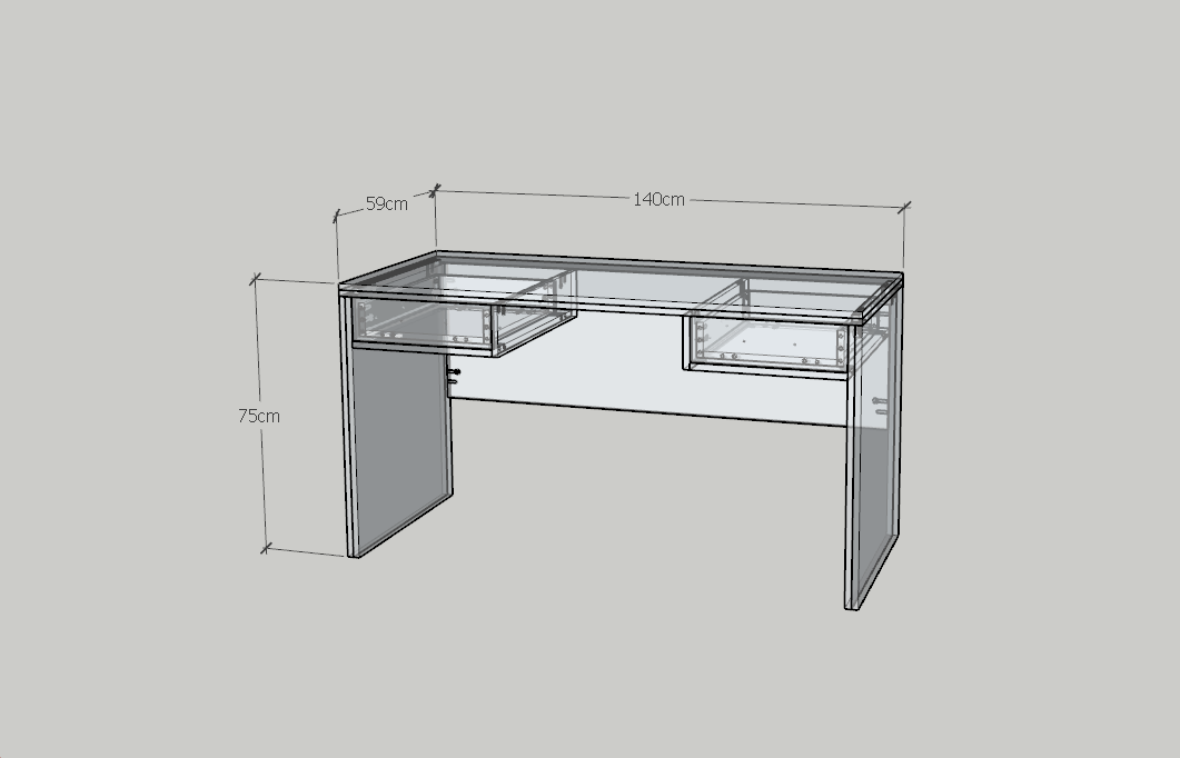 HAPPY FURNITURE , HEINEE - Bàn làm việc 2 ngăn kéo, BAN_129 , 140cm x 59cm x 75cm DxRxC, sản phẩm phổ thông