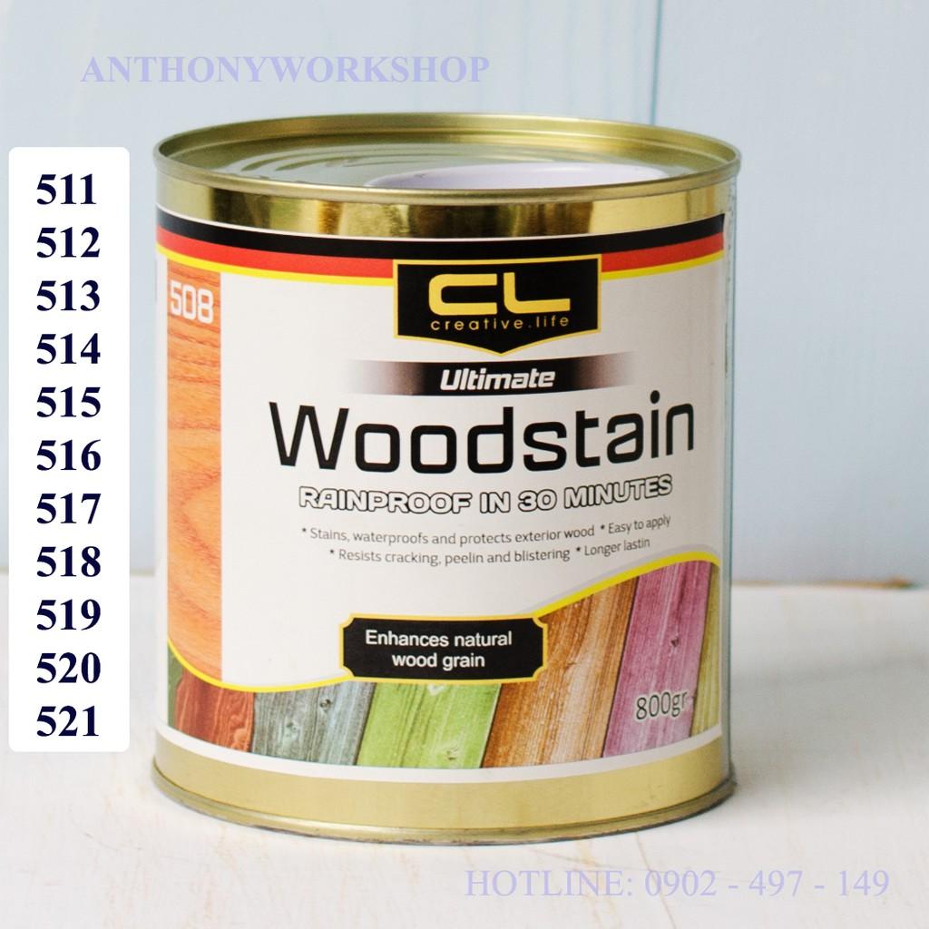 12 mã màu sơn lau gỗ gốc dầu wood stain ultimate creative life lon 800g