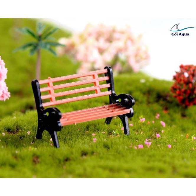 Tiểu cảnh mini Terrarium ️ Ghế công viên tiểu cảnh màu nâu trang trí sen đá, sân vườn, bể cá, bể terrarium