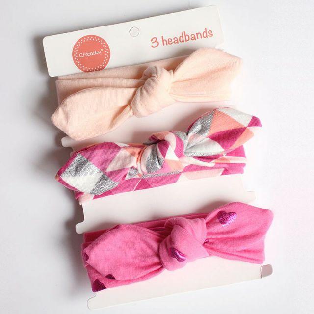 Set 3 turban băng đô Chicbaby vải cho bé gái