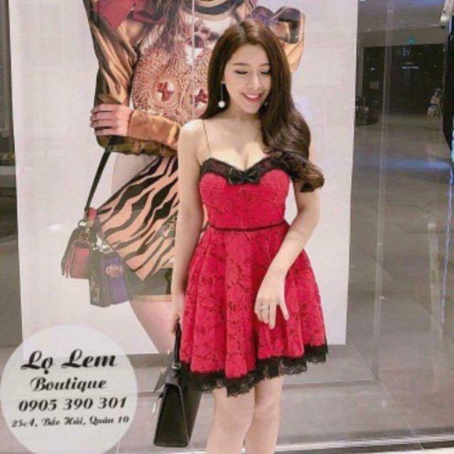 Đầm cúp xòe 2 dây ren