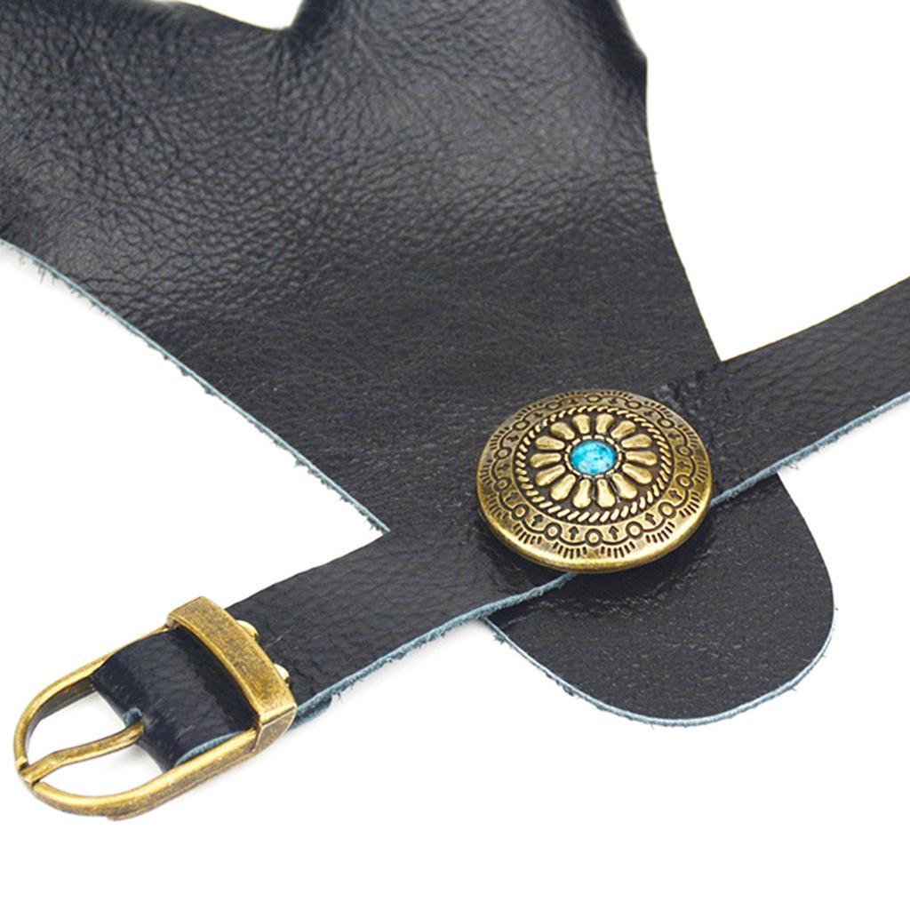 Archery Cow Leather Finger Tab Protector Gloves Arm Hand Guard Tool Black