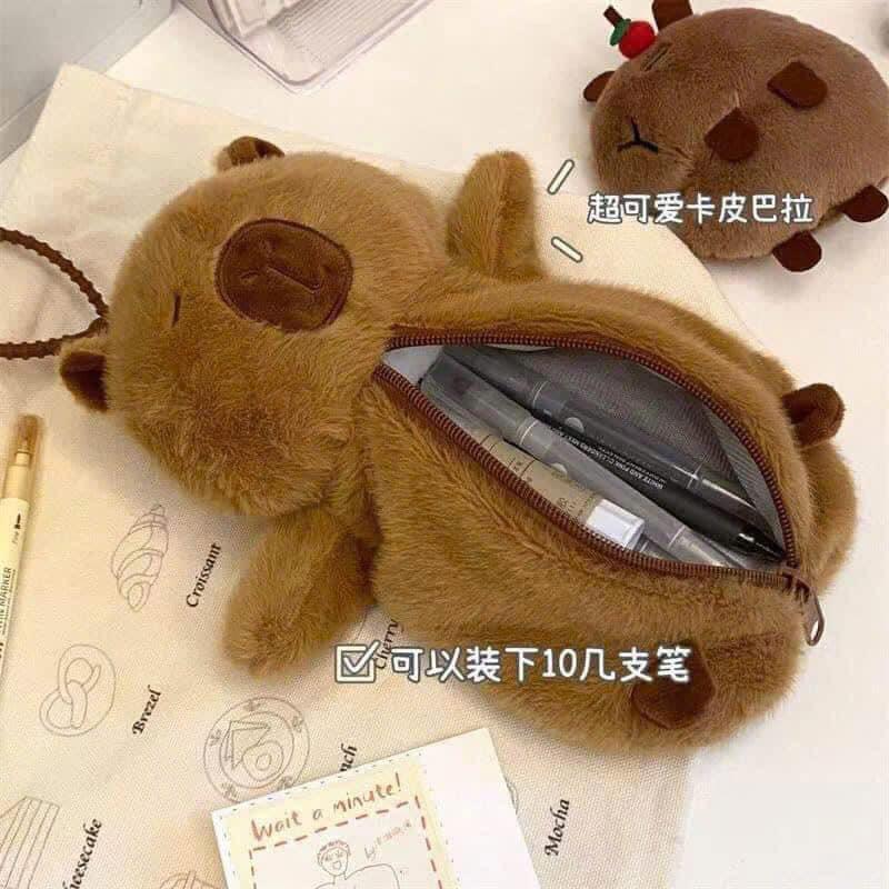 Túi Đựng hình Gấu Bông Capybara Nâu Dễ Thương Cho Bé