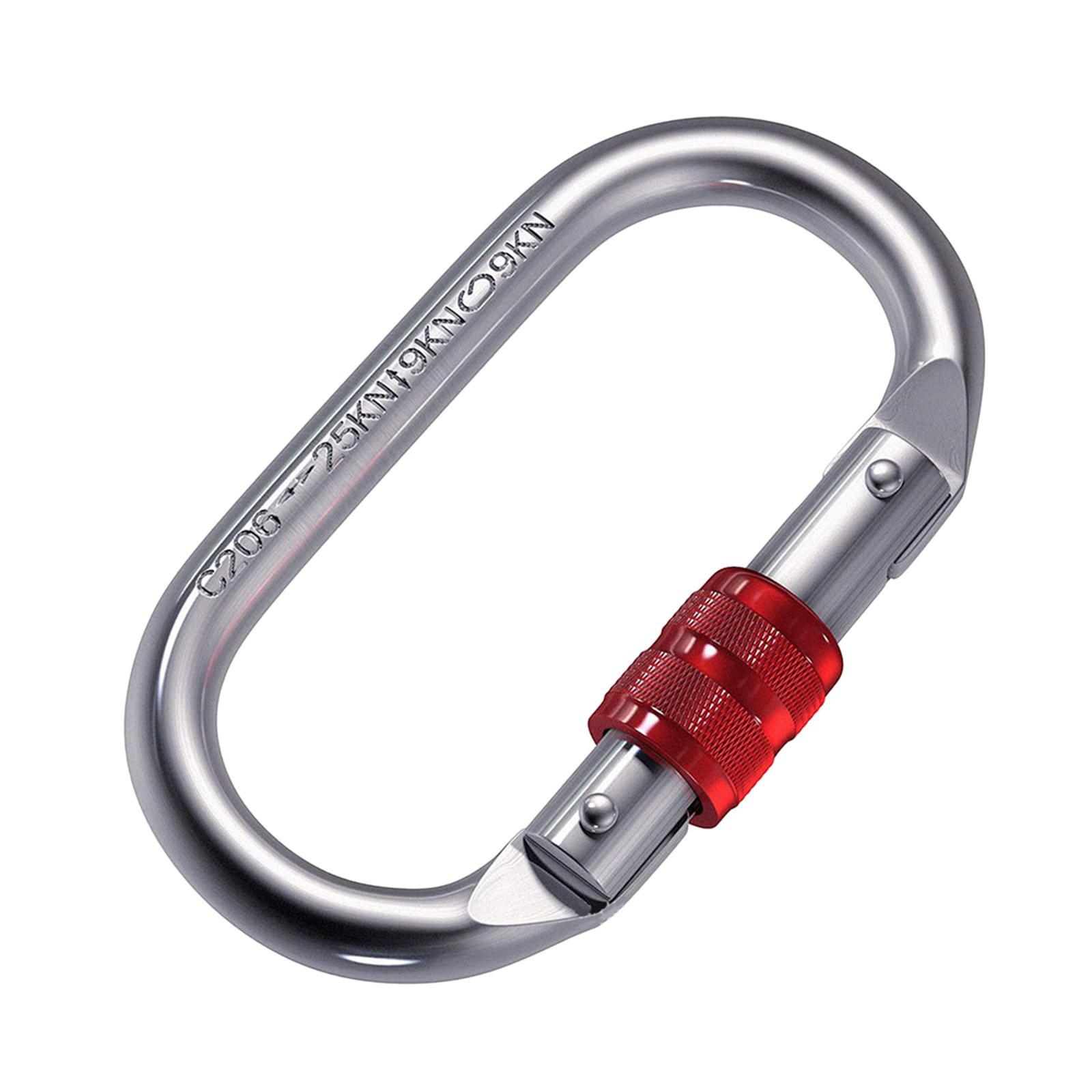 25kN Locking Carabiner Clip Keychain Lock Hook Screwgate Heavy Duty O Shaped Gear for Outdoor Camping Dog Leash Ropes Rock Climbing