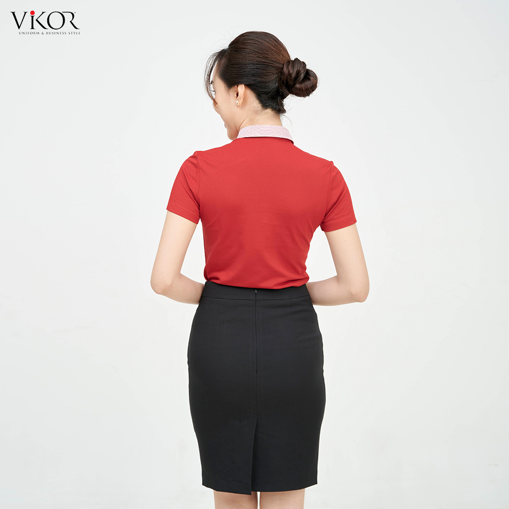 Áo thun POLO nữ cổ sơ mi VIKOR SMW04 đỏ đô vải sợi cafe cao cấp, mềm mại, siêu mát hàng chính hãng