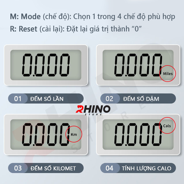 Dây nhảy thể thao lõi thép cao cấp Rhino J601 tự động đếm số, đếm giờ, tích hợp đo calo, quãng đường, độ dài dây tùy chỉnh - Dùng cho Muay | Boxing | Kickboxing - Hàng chính hãng