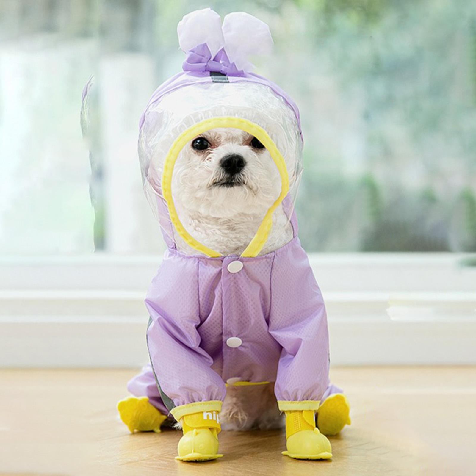 Dog Raincoat Waterproof Rain Jacket Puppy Rain Poncho Button Closure Outdoor