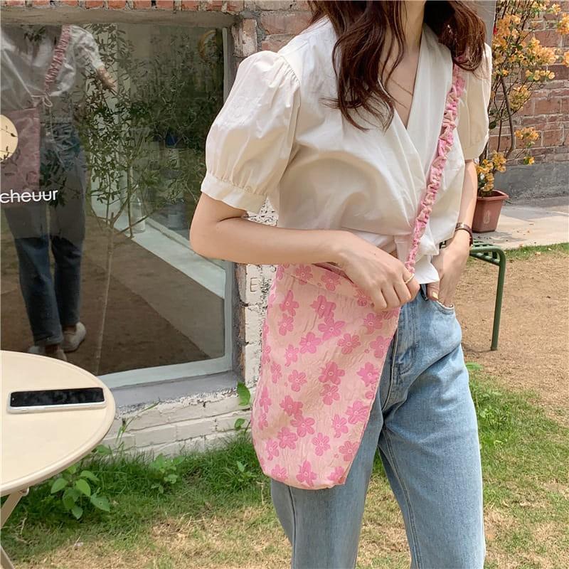 Túi Vải Đeo Chéo Hoa Hồng Dây Rút