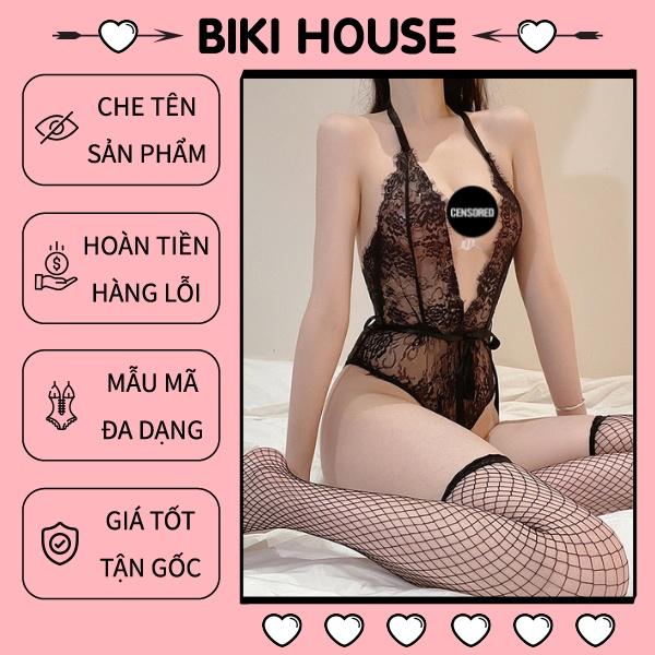 Bodysuit ren xuyên thấu cột dây sexy gợi cảm đồ lót liền thân nữ đen trắng quyến rũ BIKI HOUSE N905 - TPHCM