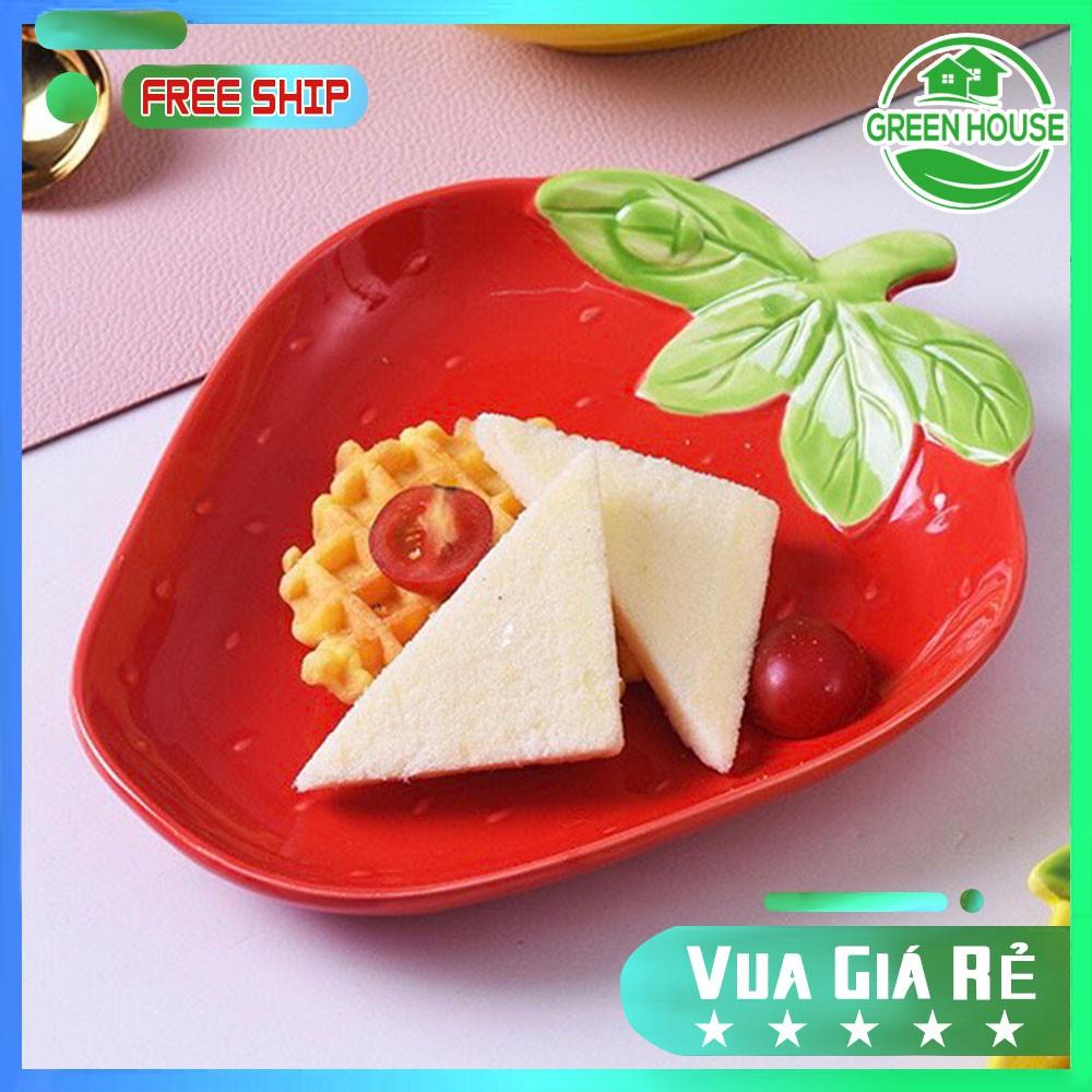 Green House - Đĩa Sứ Dâu Tây Dĩa sứ dùng để đựng thức ăn decor trang trí bếp