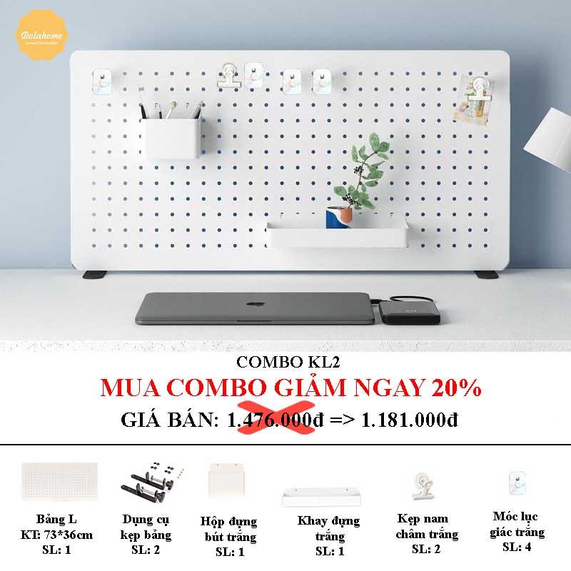 BẢNG PEGBOARD SƠN TĨNH ĐIỆN CAO CẤP KẸP BÀN - DỌN DẸP GÓC LÀM VIỆC VÀ DECOR KHÔNG GIAN SỐNG - Combo KL2