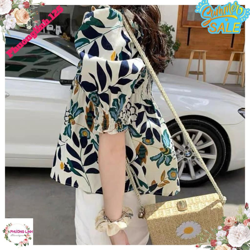 SET ÁO HOA LÁ XANH QUẦN SOOC TRẮNG