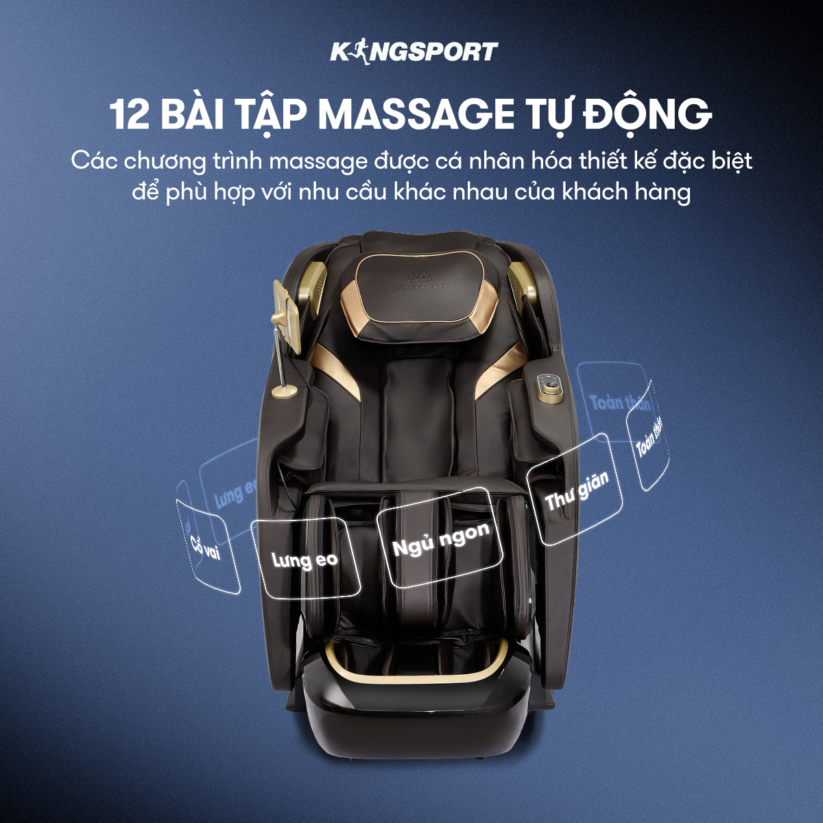 Ghế massage KINGSPORT G89 New cao cấp con lăn 3D,chế độ quét cơ thể thông minh, công nghệ lọc khí Ion âm, túi khí xoay bắp chân