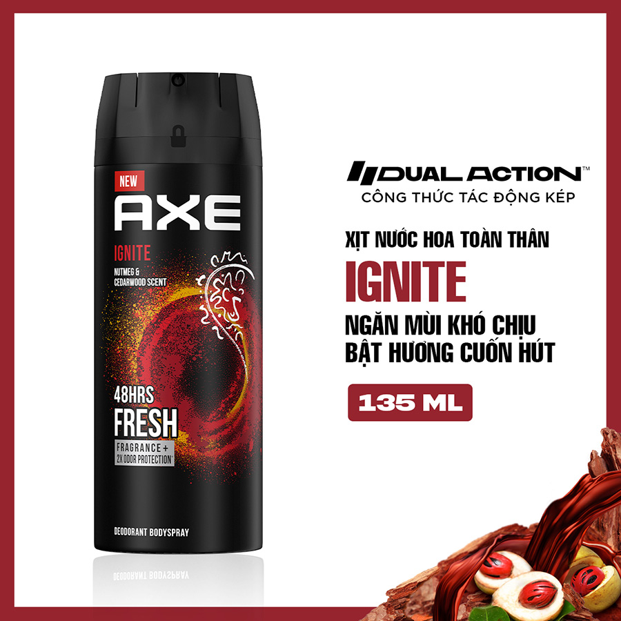 Xịt nước hoa toàn thân dành cho nam AXE Ignite (135ml)