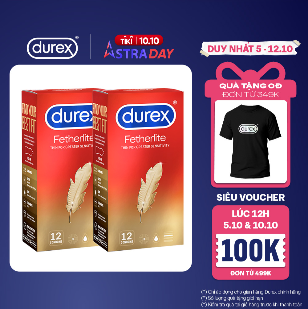 BỘ 2 HỘP BAO CAO SU DUREX FETHERLITE (HỘP 12 BAO)