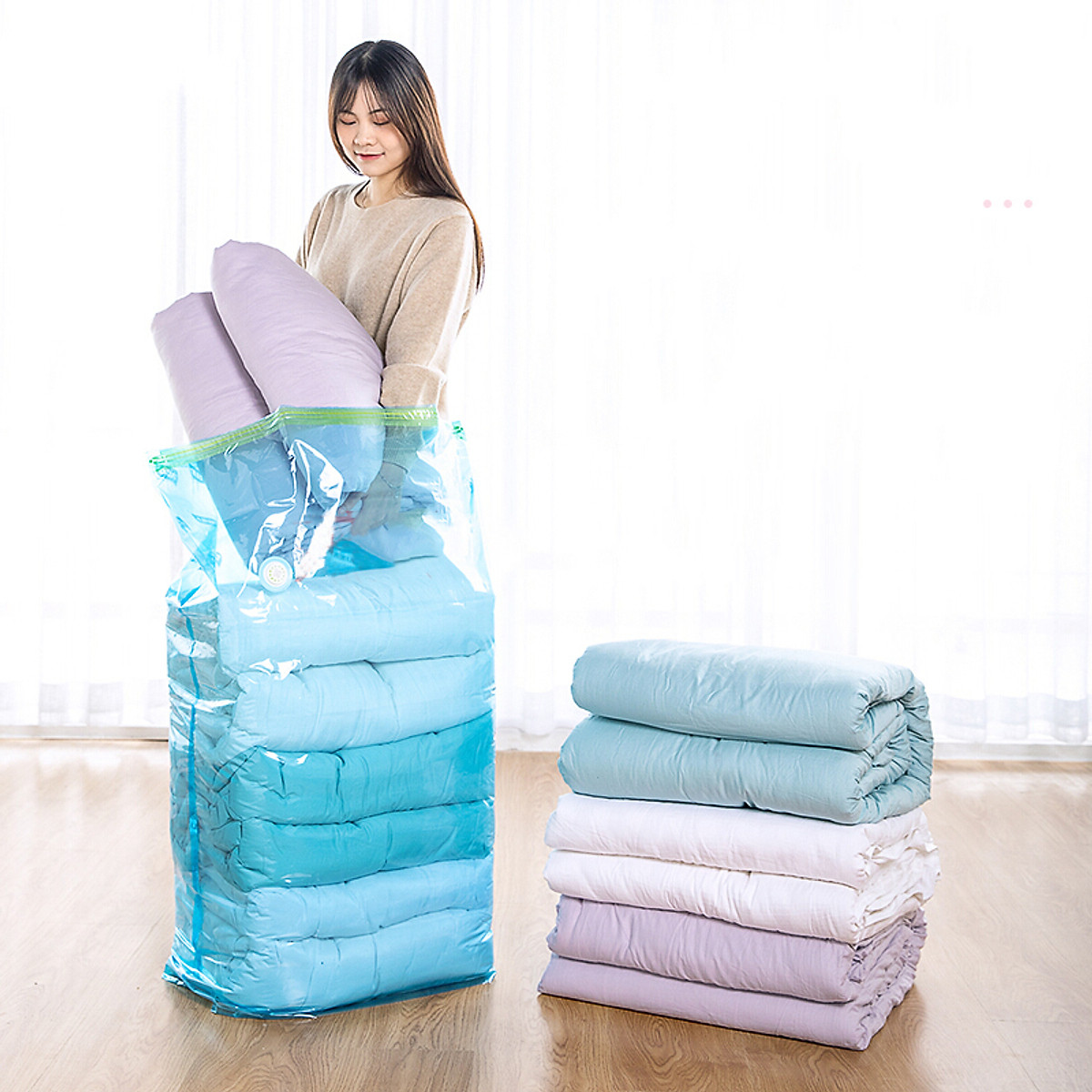 Máy Hút Chân Không Đựng Quần Áo Chăn Gối Đồ Du Lịch Dã Ngoại