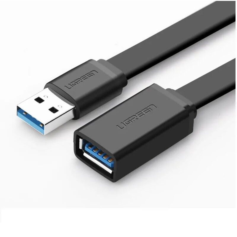 Cáp tín hiệu usb 3.0 nối dài cao cấp dây dẹp dài 0.5M màu đen UGREEN USB30128Us129 Hàng chính hãng