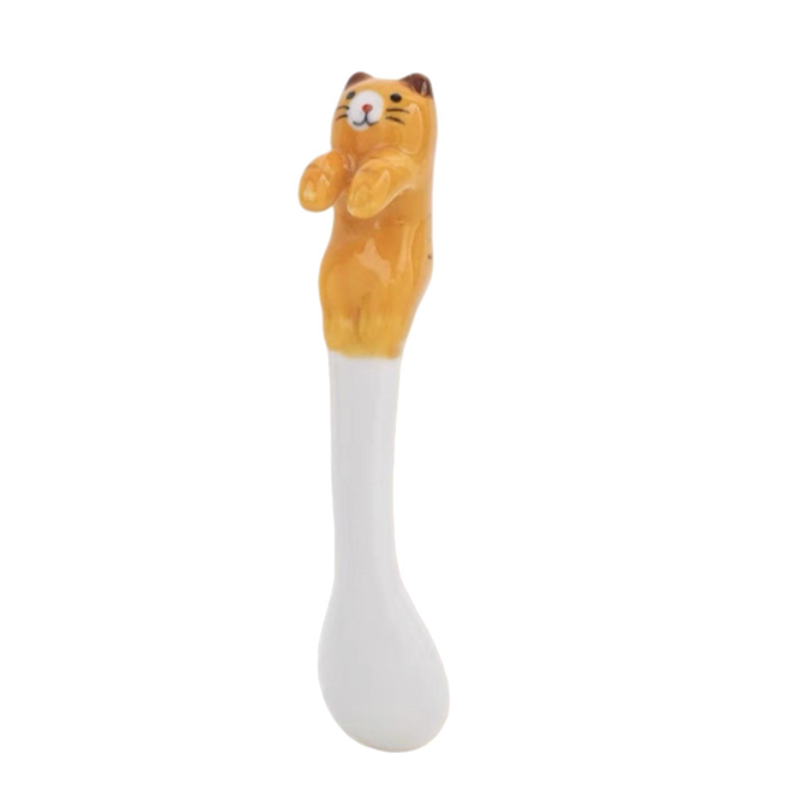 Cartoon Animals Hanging Spoons Ceramic Cat Spoon for Restaurant Wedding