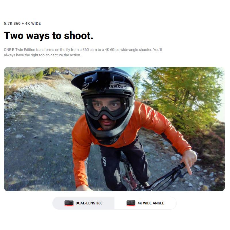 Insta360 ONE R Twin Edition Camera hành động thể thao mới Máy quay video chống nước góc rộng 5.7K 360 4K