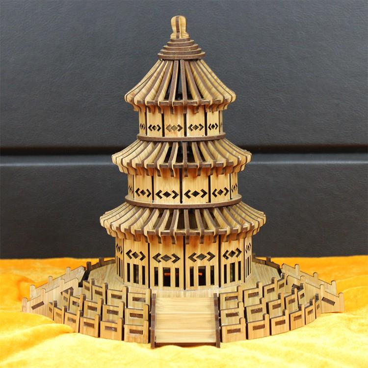 Đồ chơi lắp ráp gỗ 3D Mô hình Tháp Thiên Đường - Tặng kèm đèn LED USB trang trí