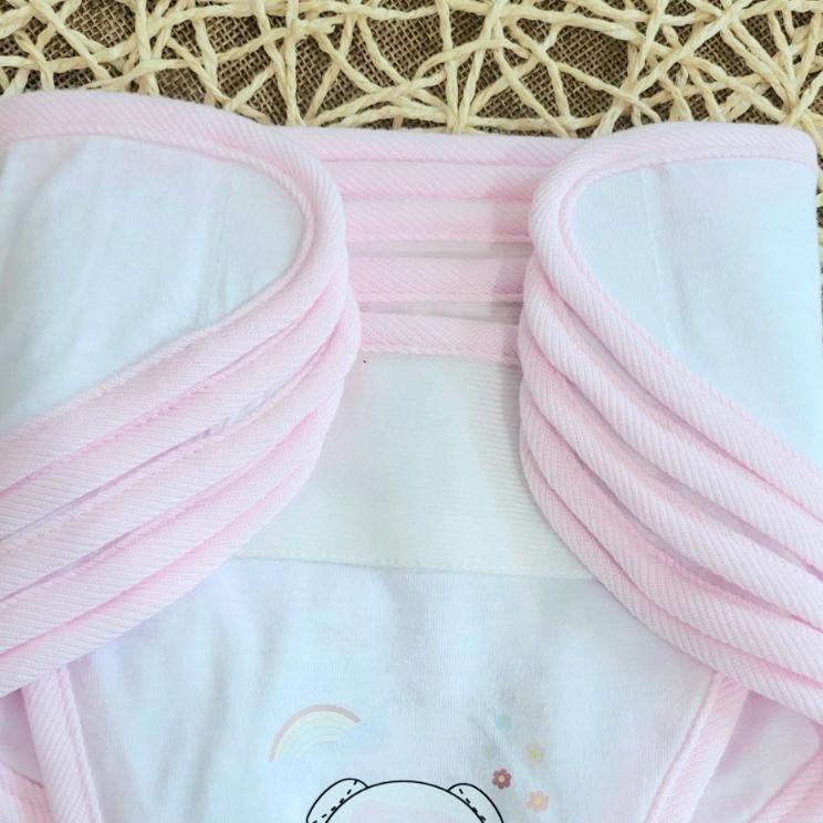 (3-8kg) Set 5 Tả Vải Dán Trắng In Viền Màu Cho Bé - Hiệu Cún Con - Trắng