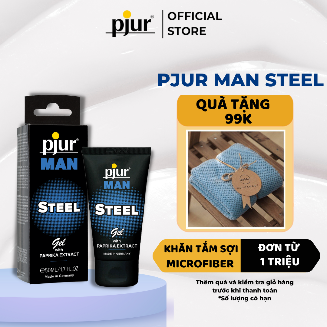 Gel cường dương, tăng sinh lực Pjur Man Steel 50ml tăng sinh lực cho nam với ớt paprika và tinh dầu bạc hà giúp tái tạo trẻ hóa làn da