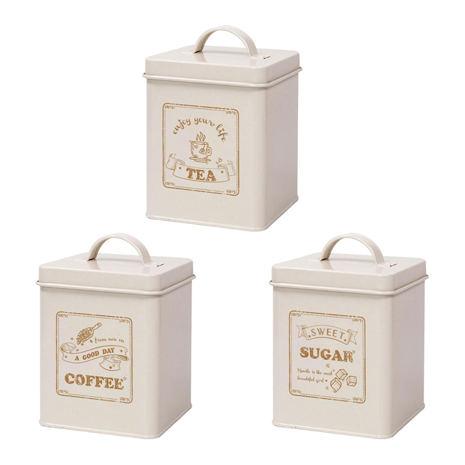 3 Pieces Kitchen Counter Canister Set Food Jars 1.5L Stylish Kitchen Utensils Vintage Canisters Rustic Decors for Bedroom Kitchen Cafe Office