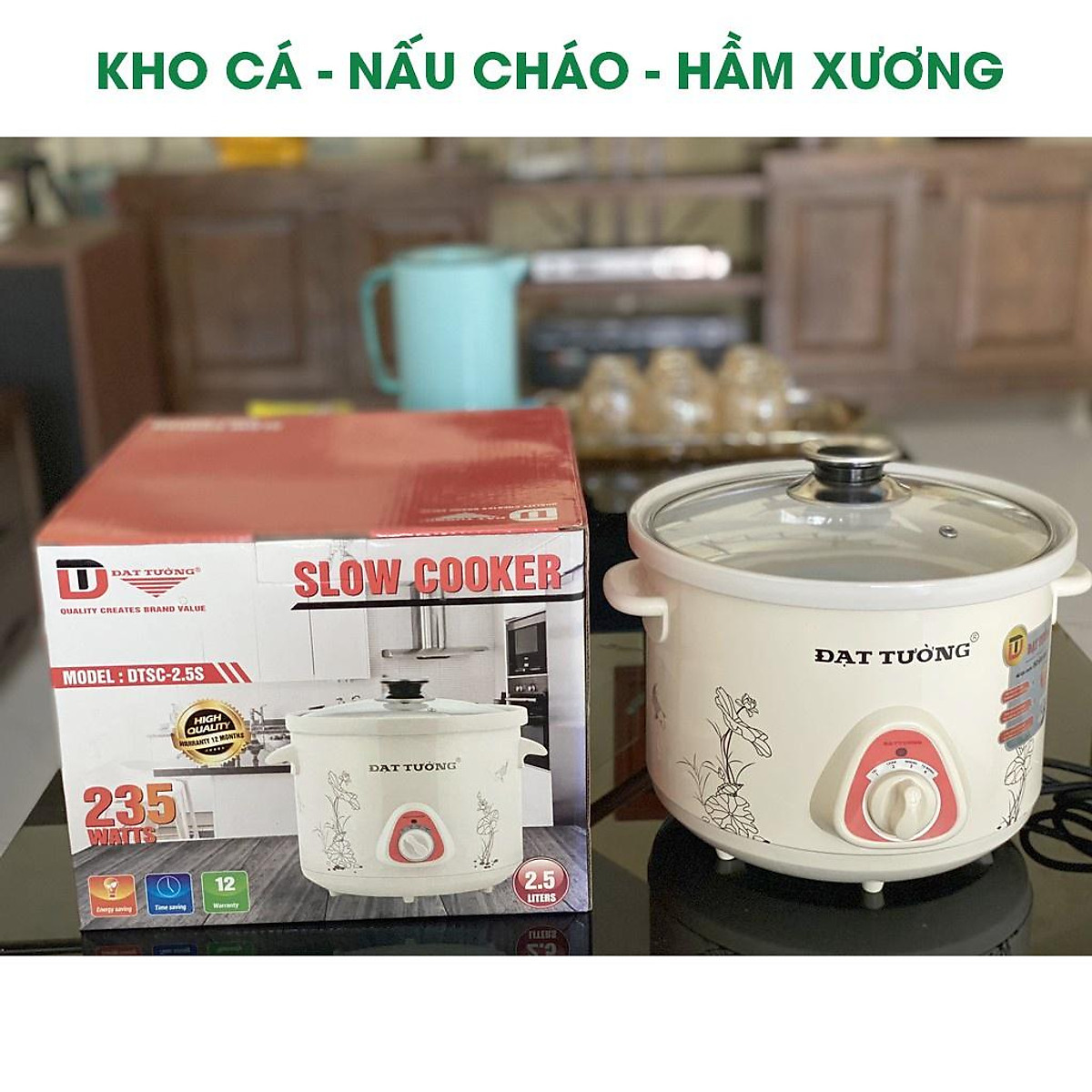 Nồi Nấu Chậm Cát Tường, nồi kho ca, nồi nấu cháo, nồi ninh hầm, siêu tiện lợi 2L5