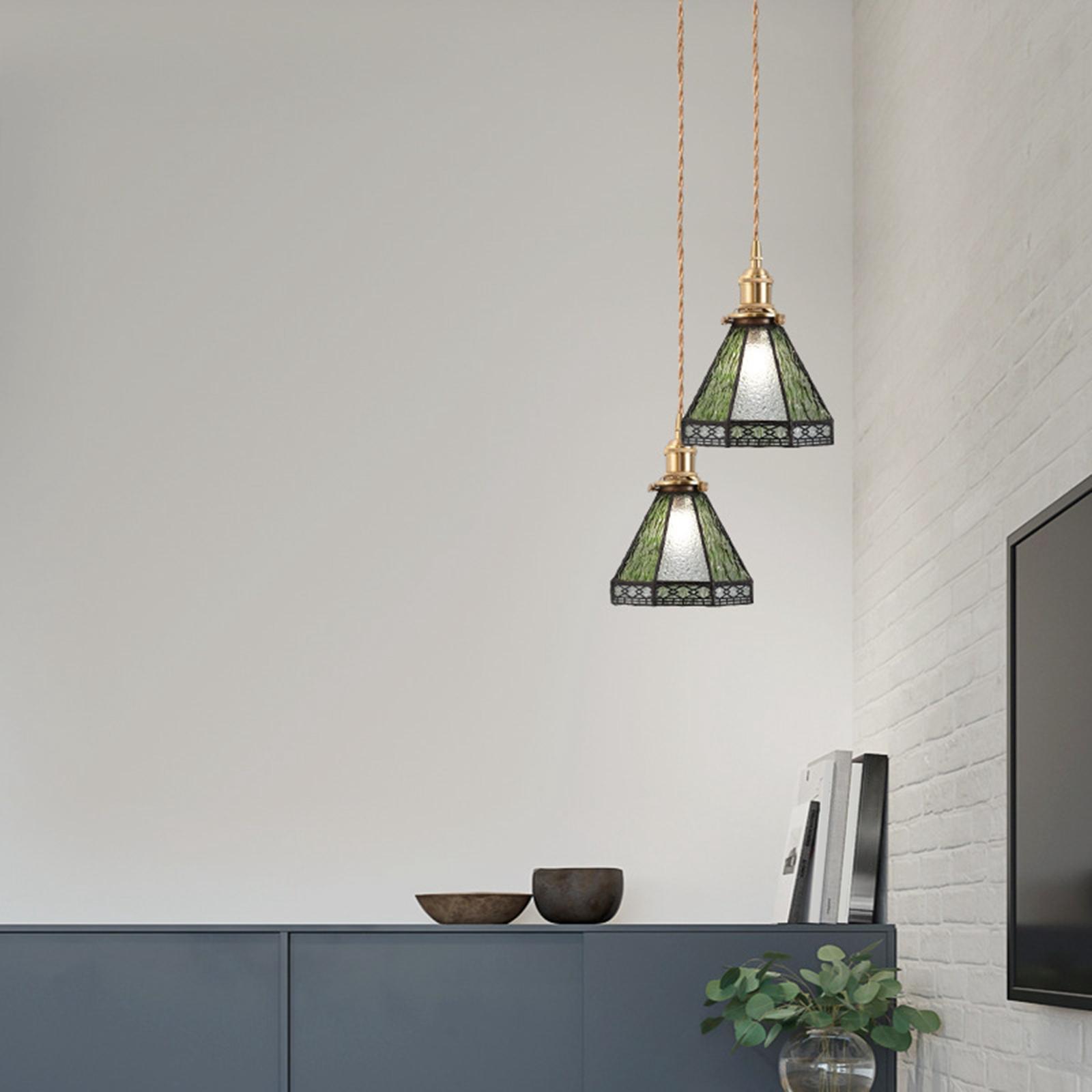 Boho Pendant Light Glass Shade Hanging Chain Ceiling Lights Decorative Pendant Lighting for Kitchen Island Indoor Porch Stairway Living Room