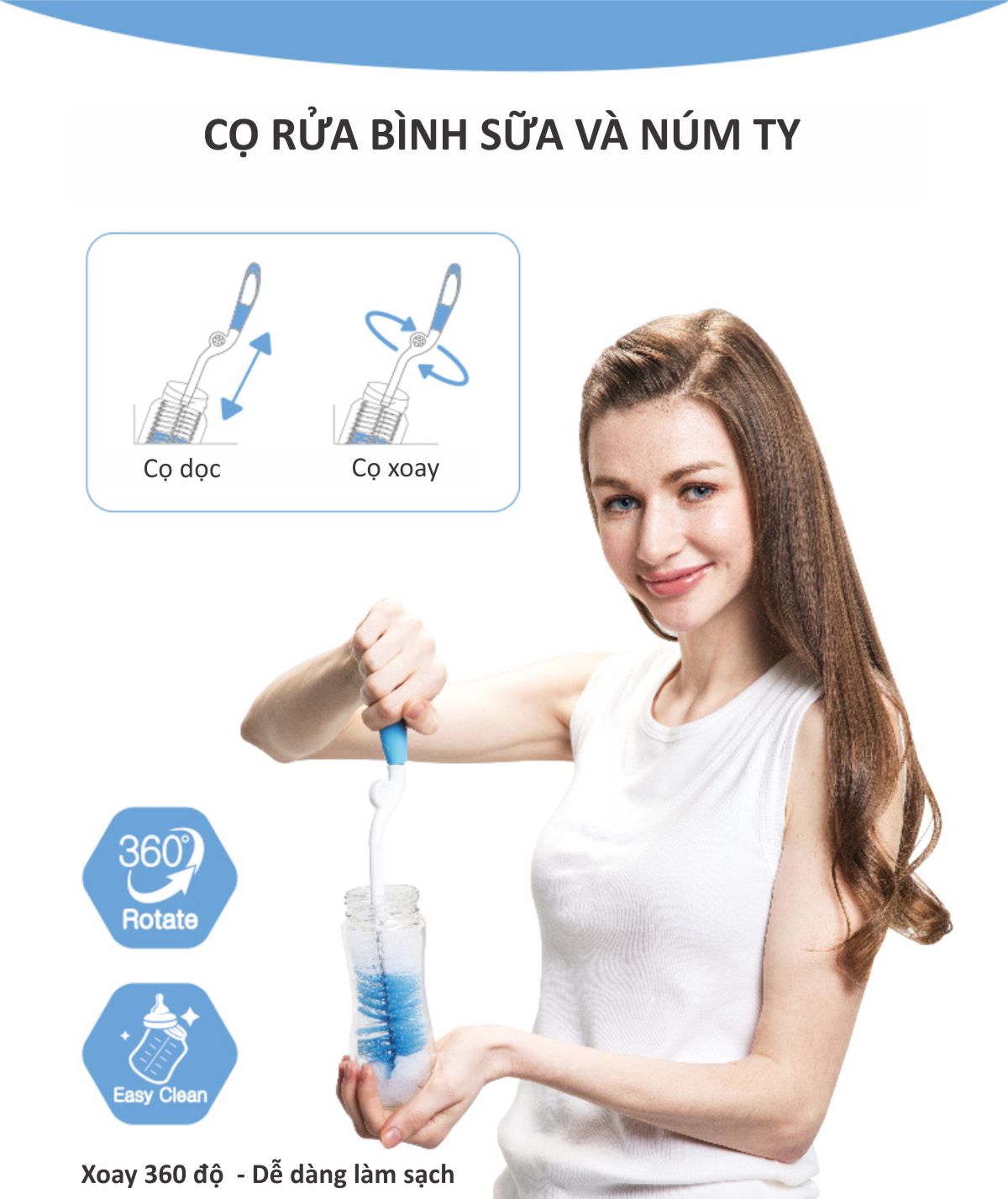 BỘ 2 CỌ RỬA BÌNH SỮA 360° KUKU KU5480