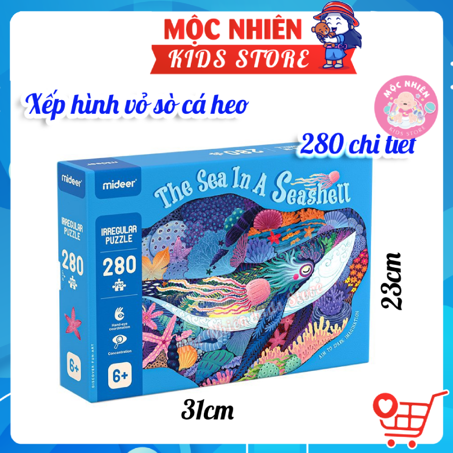 Bộ tranh xếp hình ghép hình Mideer 280 mảnh ghép - Vỏ sò cá heo