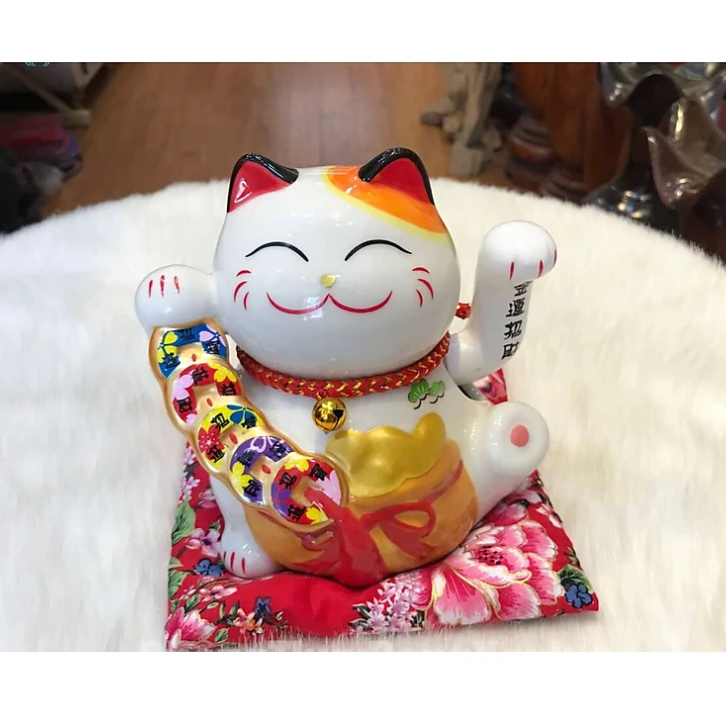 Mèo Thần Tài Maneki Neko Ngũ Phúc Lâm Môn Vẫy Tay Chiêu Tài Lộc Bằng Gốm Sứ - Mẫu Giao Ngẫu Nhiên