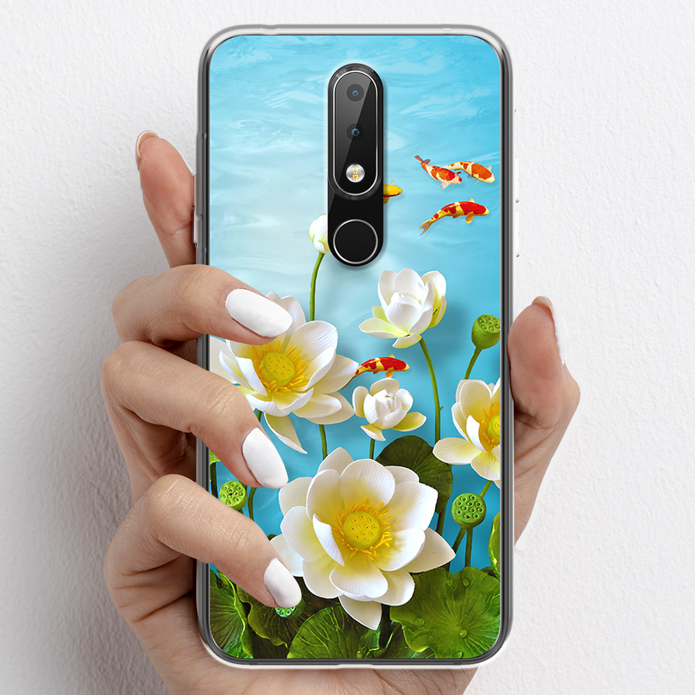 Ốp lưng cho Nokia 5.1 Plus, Nokia 6.1 Plus nhựa TPU mẫu Hoa sen cá chép đỏ