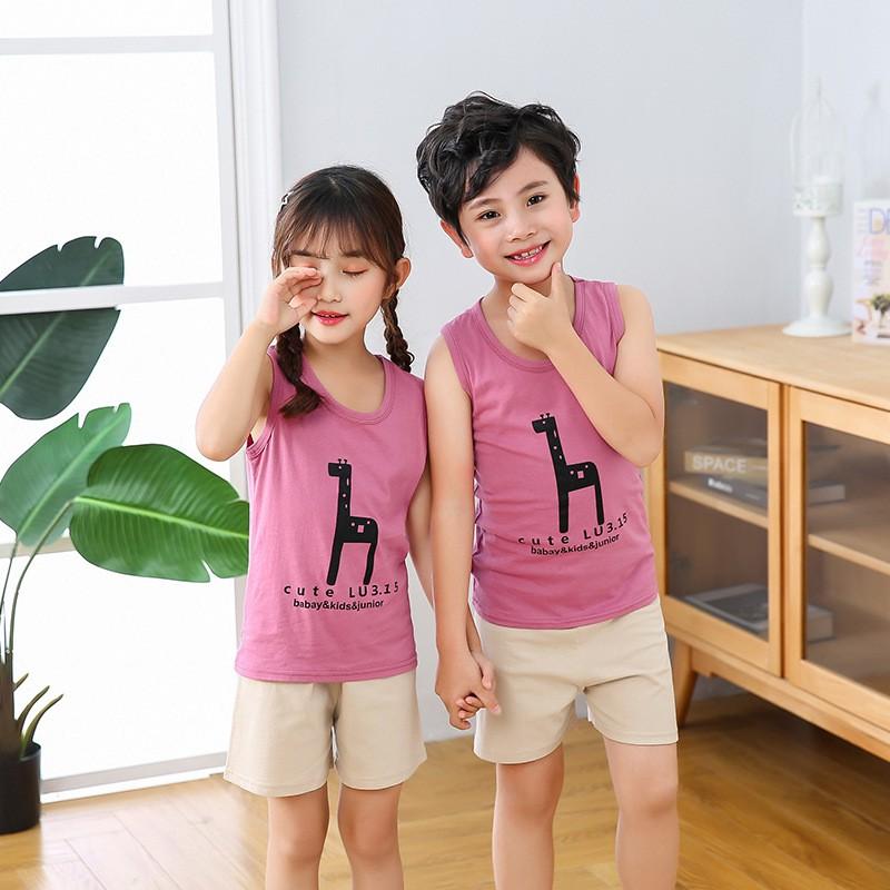 Đồ bộ sát nách cho bé trai và bé gái phối hoạt hình