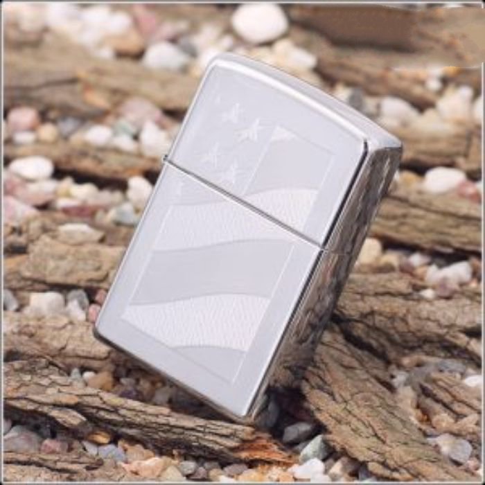 Bật Lửa Zippo Old Glory High Polish Chrome Chính Hãng Usa