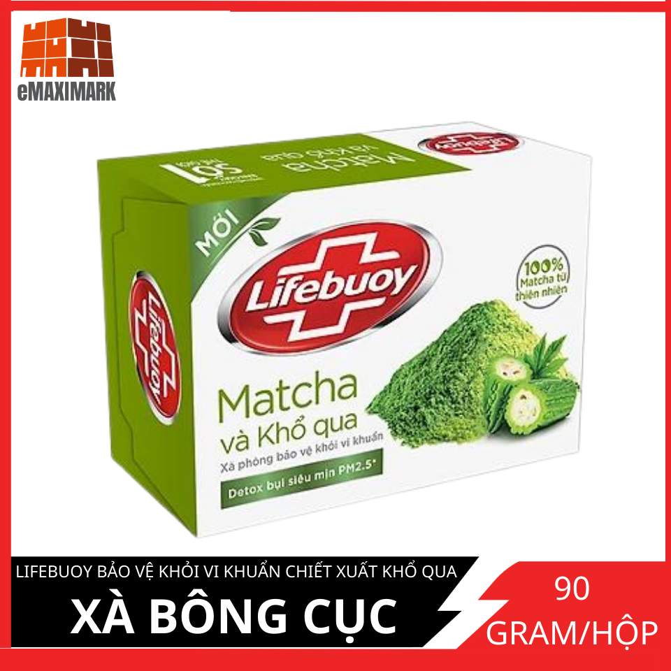 Xà bông cục Lifebuoy Bảo vệ khỏi vi khuẩn Matcha và Khổ qua (Xanh lá) 90g