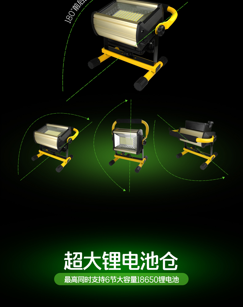 Đèn led siêu sáng sạc điện tích hợp 3 chế độ sáng tăng dần và 1 đèn nháy báo SOS công suất 100W