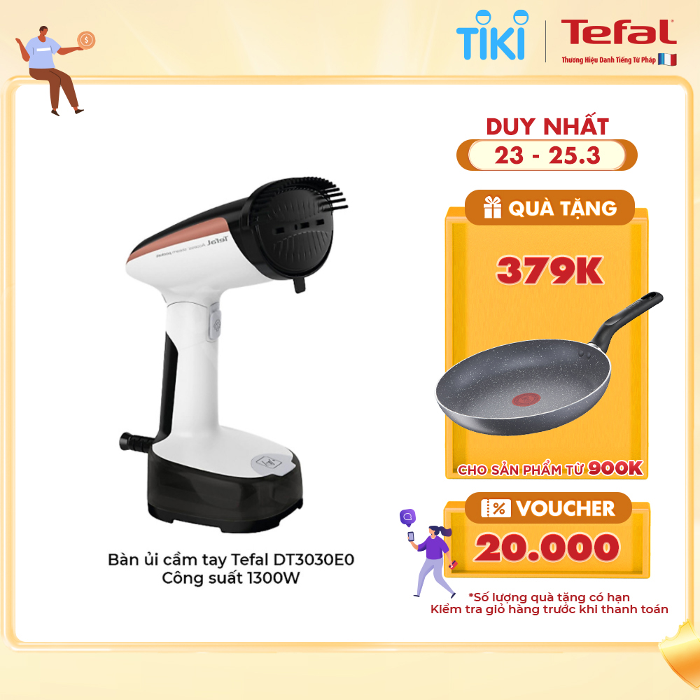 Bàn ủi hơi nước gập cầm tay tiện lợi Tefal DT3030E0-1300W - Hàng chính hãng